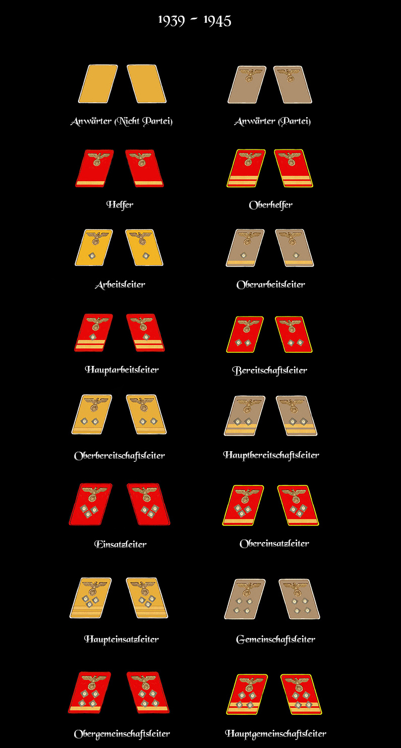 Rank and Insignia -NSDAP 1939 - 1945